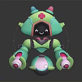 Cute Green And Pink Doll With Flower Decoration On Head And Big Eyes