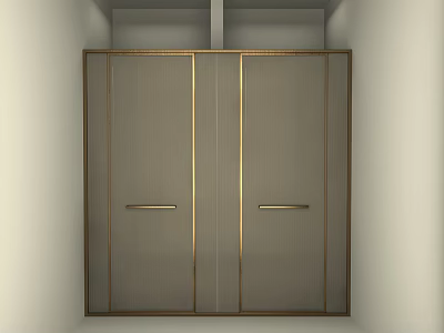 Elegant Shower Sauna Room Interior With Gray Double Door Cabinet And Gold Trim 3d model