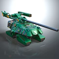 Futuristic Green Military Vehicle With Mechanical Design And Large Cannon