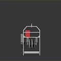 Mechanical Equipment with Metal Frame Transparent Containers Red Elements Central Control Panel and Mobile Base