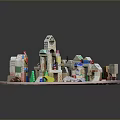 Colorful Building Blocks Toy Set With Track And Toy Cars For Kids Play