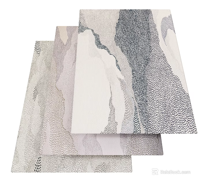 Modern Square Rugs With Abstract Patterns In Gray White And Blue Tones 3d model