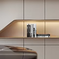 Minimalist Modern Beige Bookshelf With Open Layered Design And Decorative Ornaments