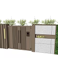 Residential Entrance Gate With 16#01 Number Plate Green Plants And Gray Wall Design