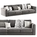 Modern Grey Sectional Sofa With Multiple Patterned Pillows And Soft Throw Blanket 3d model