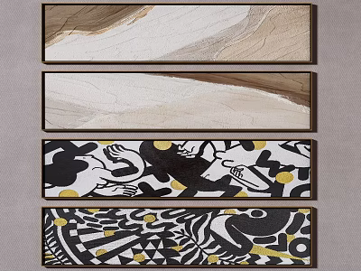 Abstract Decorative Wall Art With Beige Brown Textures Black White Yellow Patterns 3d model