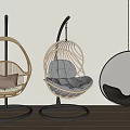 Three Modern Indoor Hanging Chairs With Rattan Transparent And Cushioned Designs