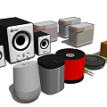 Assorted Headphones and Speakers Featuring Bluetooth Retro and Desktop Audio Devices 3d model