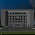 Modern Multi Storey Office Building With Gray Exterior Large Windows Lawn And Roadside Black Car