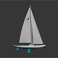 Classic Model Sailboat Featuring White Sails Red Hull Blue Stand And Black Logo