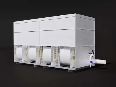 White Industrial Equipment With Modular Structure Cylindrical Tanks External Frame And Piping Connection 3d model