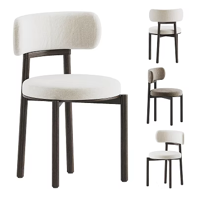 Modern Leisure Chair With Upholstered Seat Curved Backrest And Sturdy Wooden Legs 3d model