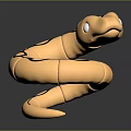 Golden Coiled Snake Sculpture With Shiny Surface And Black Spots On Dark Background