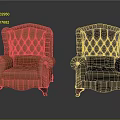 Vintage Tufted Armchairs in Orange and Black with Button Details and Metal Legs