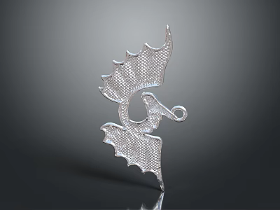 Intricate Silver Dragon Design Fashion Accessory For Clothing Decoration Ornament 3d model