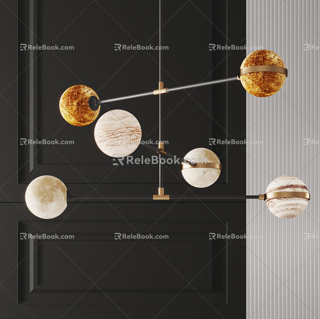 Modern Chandelier Planet Chandelier Moon Lights 3d model