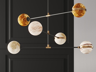 Modern Chandelier Planet Chandelier Moon Lights 3d model