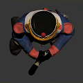 Traditional Historical Military Soldier Figure With Blue Uniform Red Accents And Rifle