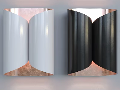 Modern Curved Wall Lamps With White Black Sleek Finish And Copper Accents 3d model