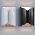 Modern Curved Wall Lamps With White Black Sleek Finish And Copper Accents