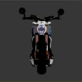 Modern Blue Motorcycle With Black Seat Red Suspension And Silver Exhaust
