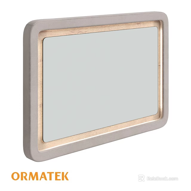 Sleek Modern Mirror With Light Gray Frame And Minimalist Design 3d model 