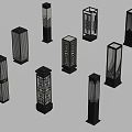 Modern Outdoor Lights with Various Styles Square Patterned Design Black Base and White Translucent Parts