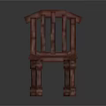 Stylish Red Wooden Leisure Chair With Vertical Slat Back And Sturdy Wood Legs