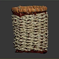 Woven Storage Basket With Cream Red Body And Orange Top Rim Design