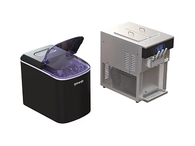 Black And Stainless Steel Countertop Ice Makers As Essential Kitchen Appliances For Home Use 3d model