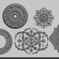 Intricate Decorative Carvings Circular Oval Square Shapes With Ornate Patterns 3d model