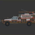 Modified Off-Road Vehicle With Roof Rack And Camping Gear Large Tires And Decorative Elements