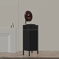 Modern Black Audio Speaker With Red Circular Top In Minimalist Interior
