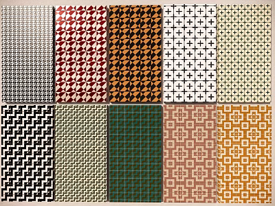 Diverse Wall Tile Designs With Various Patterns And Color Choices For Interiors 3d model