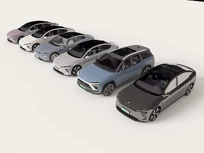 Modern Cars Lineup Featuring Different Colors Including SUV And Sedan Models 3d model