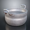 Vintage Aluminum Household Cooking Pot With Sturdy Metal Handles And Riveted Design