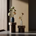 Stylish Ceramic Vases With Lotus Pods And Green Leaves For Modern Interior Decor