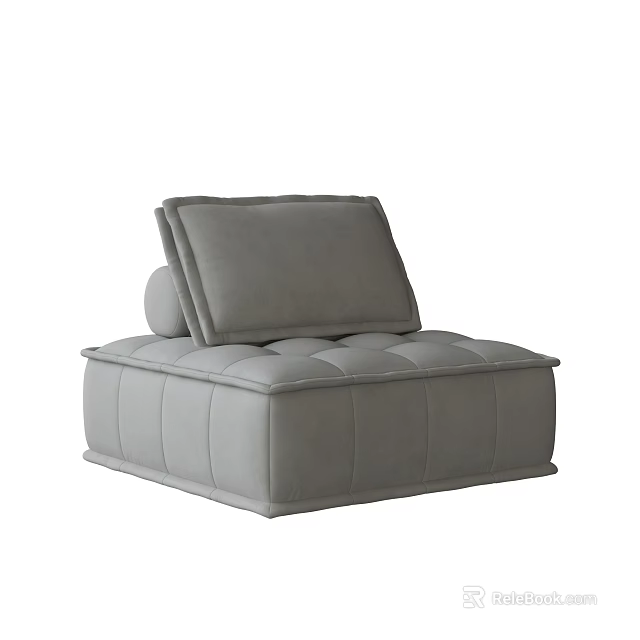 Modern Gray Sectional Sofa With Tufted Design And Soft Upholstered Cushions 3d model