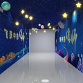Starry Sky Theme Activity Passage With Deep Blue Walls Ceiling Stars And Planet Murals