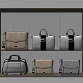 Stylish Modern Bags on Illuminated Display Shelf with Metallic Transparent Design