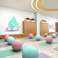 Fitness Studio With Neatly Arranged Yoga Balls On Colorful Yoga Mats