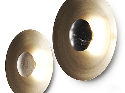 Modern Round Gold Wall Lamp With Black Center And Illuminated Brass Design 3d model