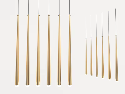 Modern Golden Slim Cylindrical Hanging Pendant Lights For Interior Decor 3d model