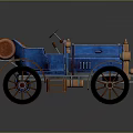 Vintage Open Top Car With Blue Body Copper Accents And Red Seats