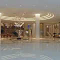 Elegant Hotel Lobby Interior With Chandelier Columns And Marble Flooring