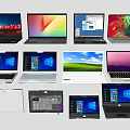 Different Laptop And 2-in-1 Models Featuring Various Screen Displays And Modern Designs 3d model
