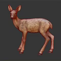 Detailed Beige Deer Model Standing On Dark Background With Shiny Reflection