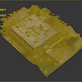 Cartoon Scene Aerial View of Building with Parking Lot Trees and Green Lawn Areas
