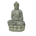 Exquisite Hand Carved Buddha Sculpture Sitting Cross Legged on Lotus Base