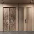 Modern Double Doors Interior Design With Radiant Geometric Pattern And Vertical Stripes 3d model